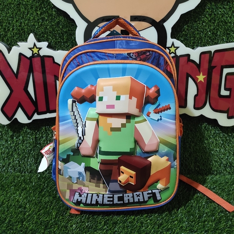 MOCHILA COSTA MÉDIA INFANTIL MAS MINECRAFT ALTO RELEVO 3D