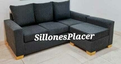 SOFA ESQUINERO CON CAMASTRO REVERSIBLE EN TELA CHENILLE O ANTIDESGARRO
