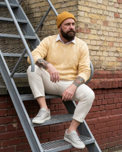 Suéter Argyle Texturizado Amarelo Pastel Preppy Plus Size — Tamanho GG - comprar online