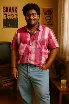 Camisa Masculina Abstrata Rosa e Branco - Tamanho: 50 - comprar online