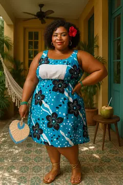 Vestido Florido Azul - Tamanho: GG - comprar online