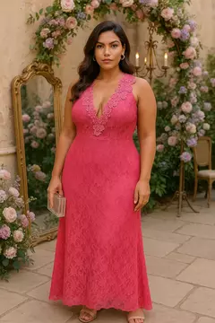 Vestido Longo Rosa Vibrante - Tamanho: 46 - comprar online