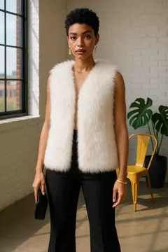 Colete Faux Fur Branco - Tamanho: M - comprar online