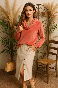 Casaco de Veludo Rosa-Coral - Tamanho: P (NOVO) - comprar online