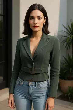 Blazer Cropped Verde-Musgo - Tamanho: P - comprar online