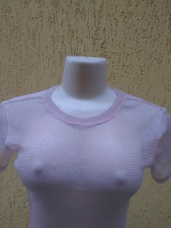 Cropped Transparente Rosa Metalizado Tamanho: M na internet