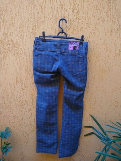 Calça Jeans Xadrez Azul e Amarelo - Tamanho 38