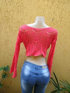 Imagem do Cropped Crochê Laranja Neon Handmade - Tamanho M