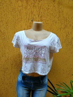 Cropped Branco Estampado - Tamanho: G - comprar online