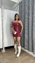 Vestido couro colado marsala