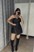 Corset couro assimétrico preto