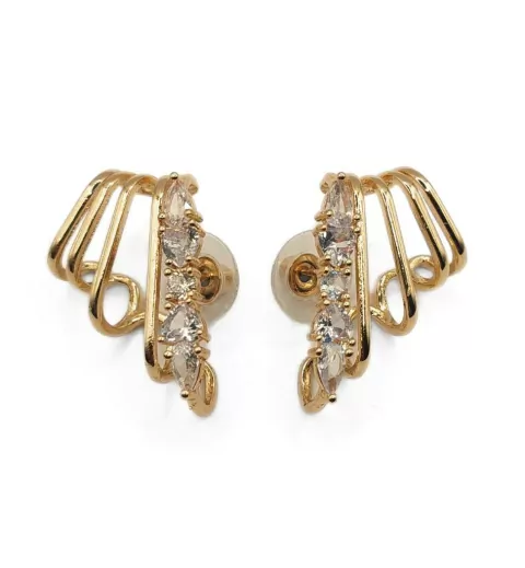 Ear Hook Dourado com Pedrinhas