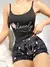 Conjunto de pijama con estampado de letras y corazones, top de tirantes con cuello redondo y pantalones cortos con ribete de lechuga, ropa de dormir y - comprar en línea