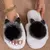Lindas zapatillas de casa con pompones de gato, acogedoras y suaves, con punta abierta, zapatos planos de suelo, cálidas pantuflas de invierno para el