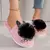 Lindas zapatillas de casa con pompones de gato, acogedoras y suaves, con punta abierta, zapatos planos de suelo, cálidas pantuflas de invierno para el en internet
