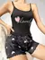 Conjunto de pijama con estampado de letras y corazones, top de tirantes con cuello redondo y pantalones cortos con ribete de lechuga, ropa de dormir y en internet