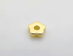 Entremeio flor maciça 5 pétalas com furo ouro - 26 gramas