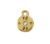 Pingente Redondo Fé Ouro com Strass 9mm - 10 unidades
