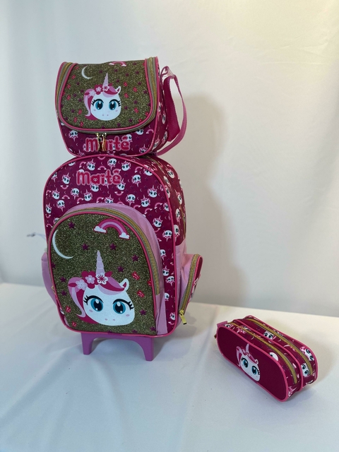 Kit Mochila Escola Personalizada Unicórnio