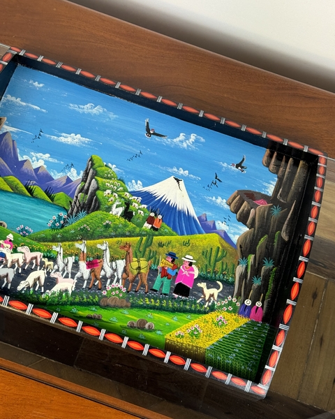 bandeja pintada a mão