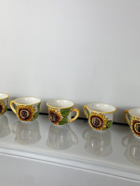 conjunto de 6 xícaras pintadas com girassóis