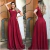 vestido de festa longo com renda no busto.