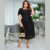 vestido midi - evasê com manga princesa com lastex