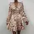 Vestido feminino de seda rosa, com mangas bufantes e botões na frente. - loja online