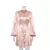 Vestido feminino de seda rosa, com mangas bufantes e botões na frente. - comprar online