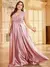 Plus size luxo ouro cetim com decote em v vestido de noite feminino lantejoulas - comprar online