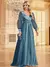 Luxo azul com decote em v lantejoulas vestido de noite 2025 elegante feminino - loja online
