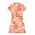 Vestido feminino de seda rosa, com mangas bufantes e botões na frente. - loja online