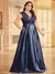 Plus size luxo ouro cetim com decote em v vestido de noite feminino lantejoulas - comprar online