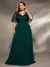Imagem do Vestido de festa plus size decote em v transparente manga trompete bordado chiffon saia co