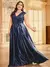 Plus size luxo ouro cetim com decote em v vestido de noite feminino lantejoulas