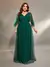 Vestido de festa plus size decote em v cruz peito pregas irregular manga longa rede de fil - Bia Modas | Vestidos Casuais e de Festa com Estilo e Elegância