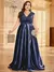 Plus size luxo ouro cetim com decote em v vestido de noite feminino lantejoulas - loja online