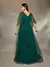Imagem do Vestido de festa plus size decote em v cruz peito pregas irregular manga longa rede de fil