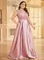 Imagem do Plus size luxo ouro cetim com decote em v vestido de noite feminino lantejoulas