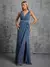 Vestido de festa ombro profundo decote em v prata lantejoulas cinto plissado chiffon fenda - comprar online