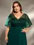 Vestido de festa plus size decote em v transparente manga trompete bordado chiffon saia co na internet