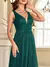 Imagem do Mulheres de luxo com decote em v sem mangas verde formal vestido de noite lantej