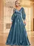 Luxo azul com decote em v lantejoulas vestido de noite 2025 elegante feminino - loja online