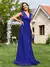 Luxo profundo decote em v chiffon azul real vestidos de noite feminino elegante - loja online