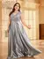 Plus size luxo ouro cetim com decote em v vestido de noite feminino lantejoulas - comprar online