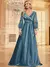 Luxo azul com decote em v lantejoulas vestido de noite 2025 elegante feminino - comprar online