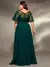 Vestido de festa plus size decote em v transparente manga trompete bordado chiffon saia co - Bia Modas | Vestidos Casuais e de Festa com Estilo e Elegância