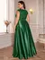 Plus size luxo ouro cetim com decote em v vestido de noite feminino lantejoulas - loja online
