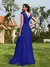 Luxo profundo decote em v chiffon azul real vestidos de noite feminino elegante na internet