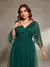 Vestido de festa plus size decote em v cruz peito pregas irregular manga longa rede de fil - loja online